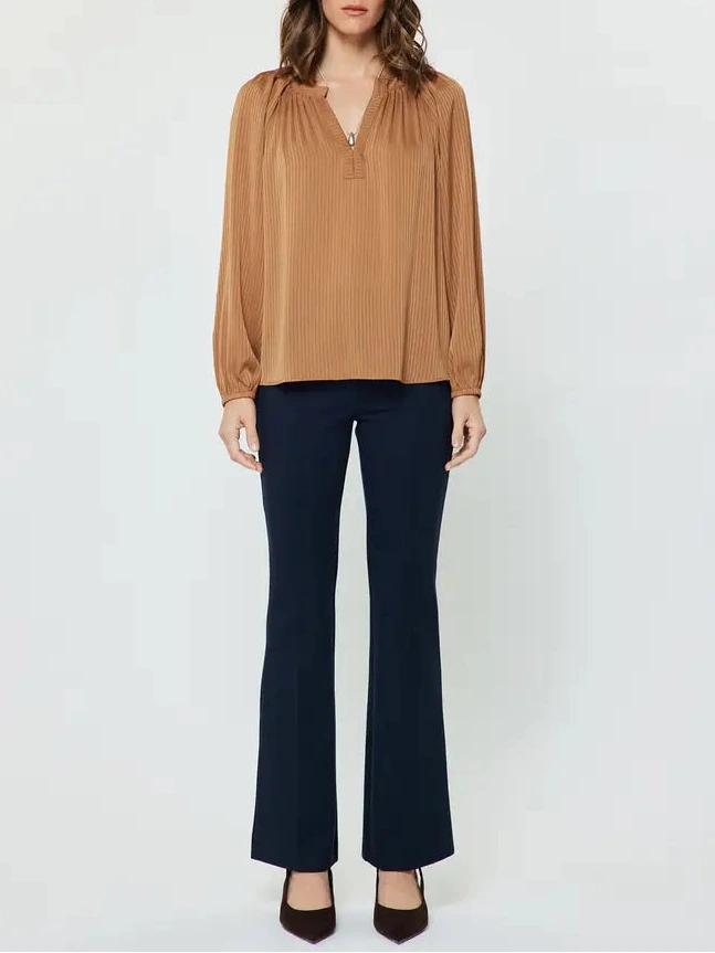 Tonal Stripe Long Sleeve Blouse in Cider