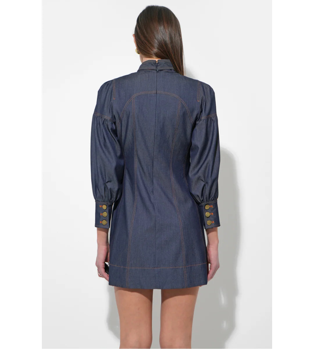 Adelyn Rae Lilith Denim Tie Dress in Dark Denim Blue