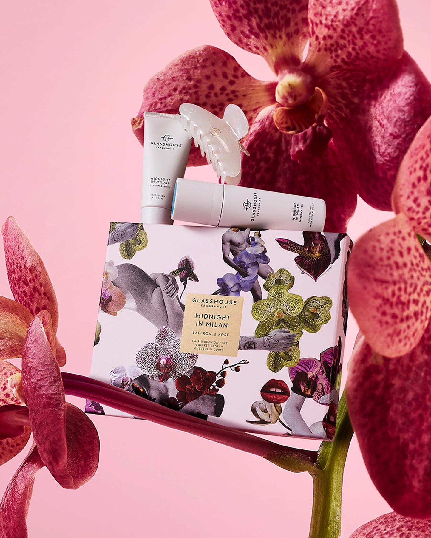 Glasshouse Fragrances Hand & Body Lotion & Hair Clip Gift Set in Midnight in Milan