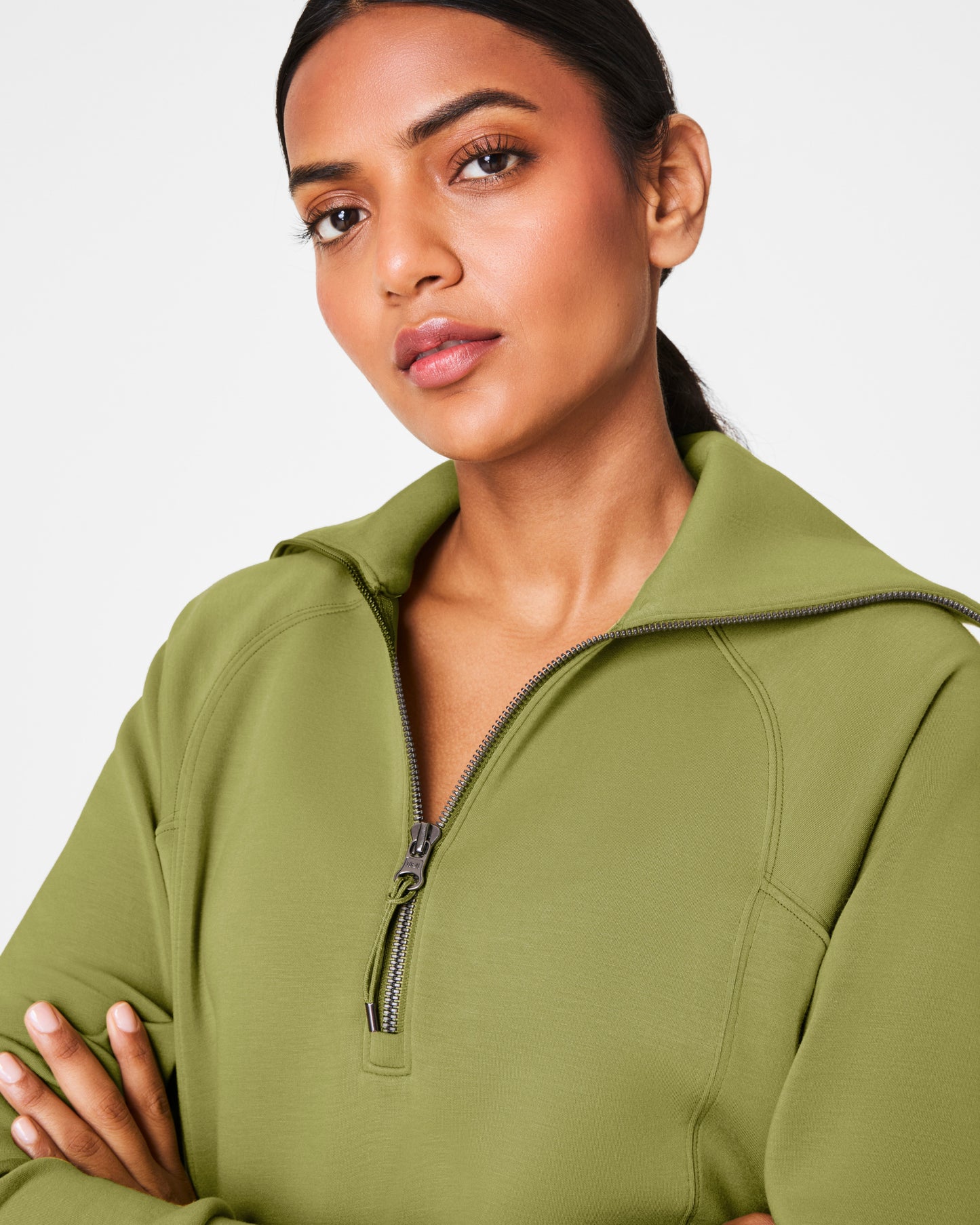 Spanx Air Essentials Half Zip in Cypress