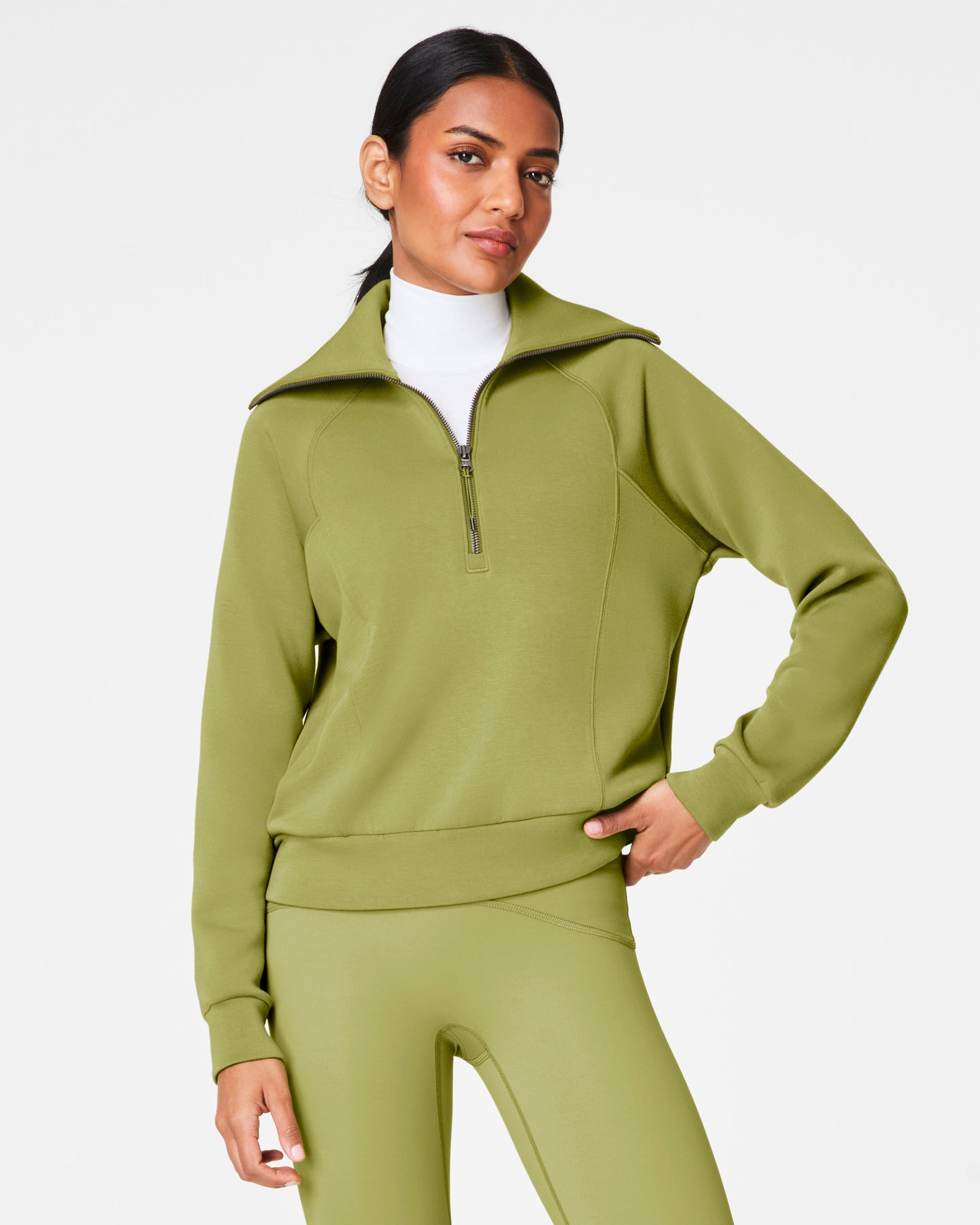Spanx Air Essentials Half Zip in Cypress
