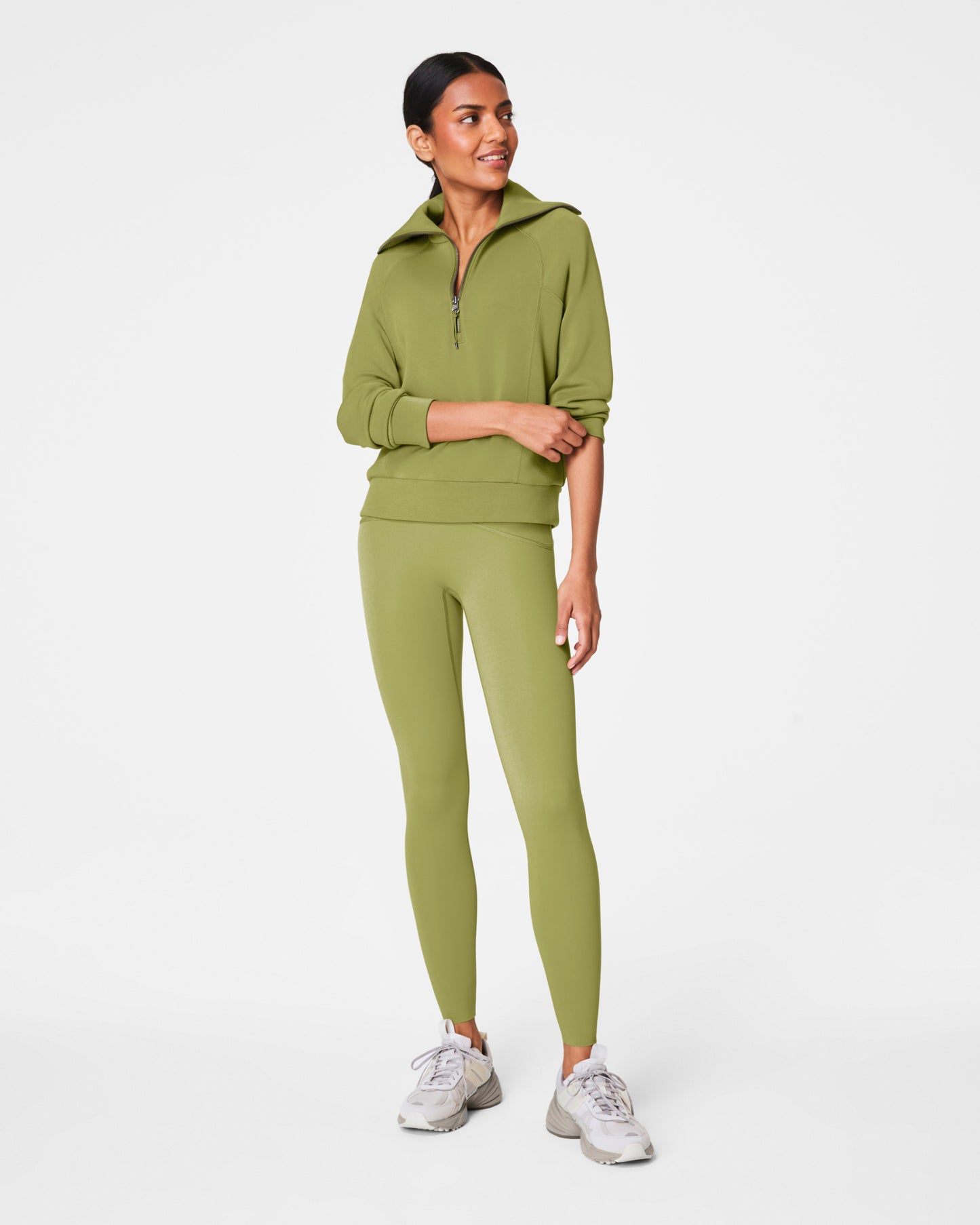 Spanx Air Essentials Half Zip in Cypress