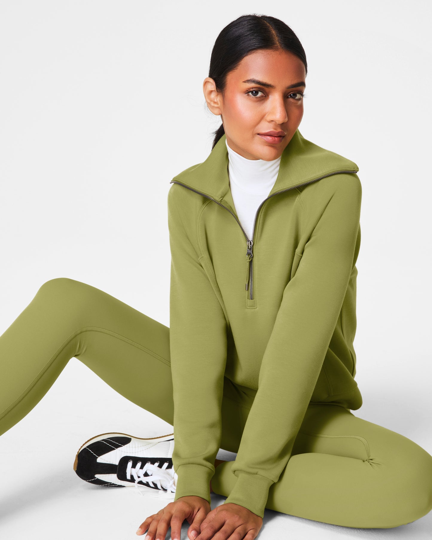 Spanx Air Essentials Half Zip in Cypress