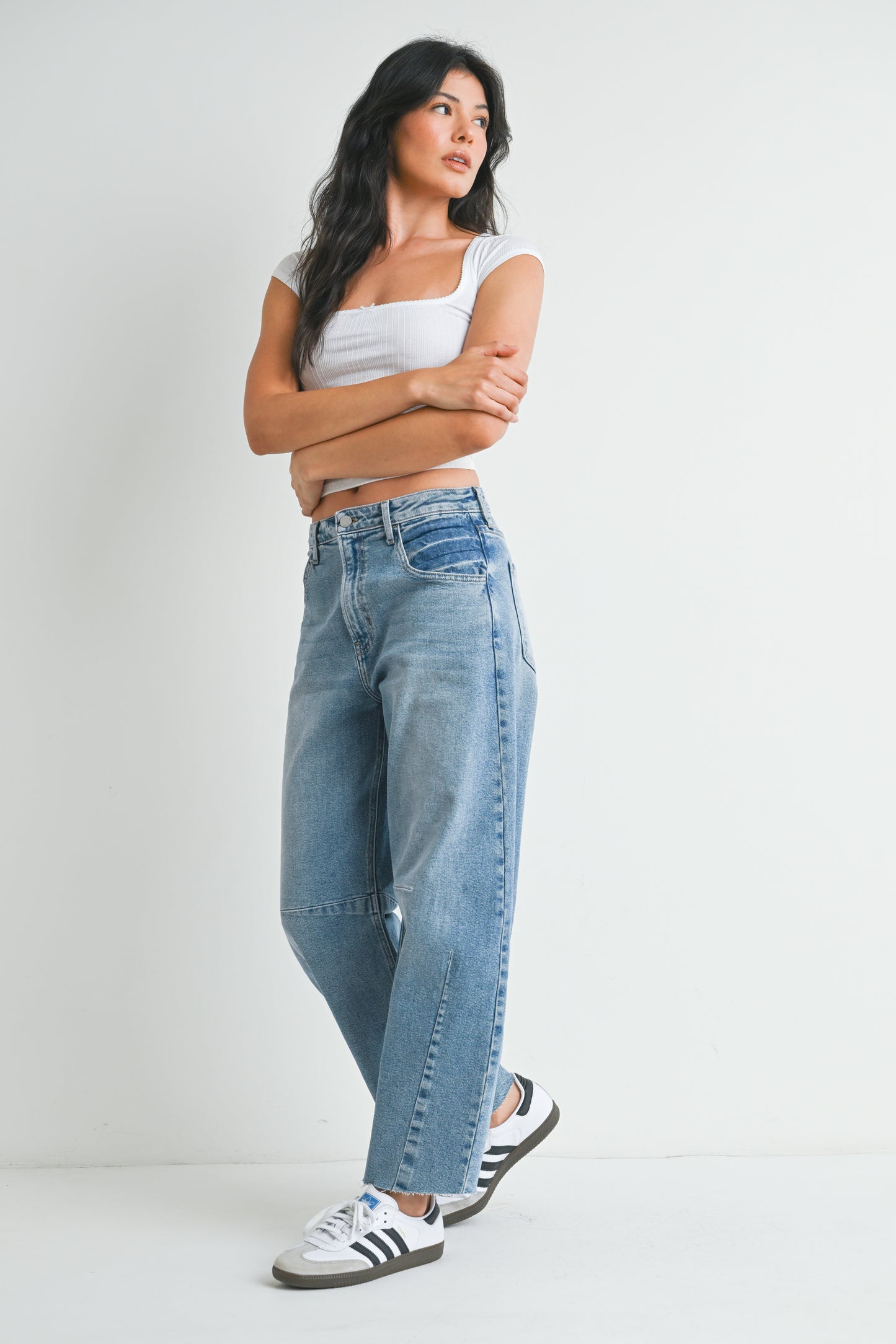 Just Black Denim Barrel with Seam Denim in Light Denim