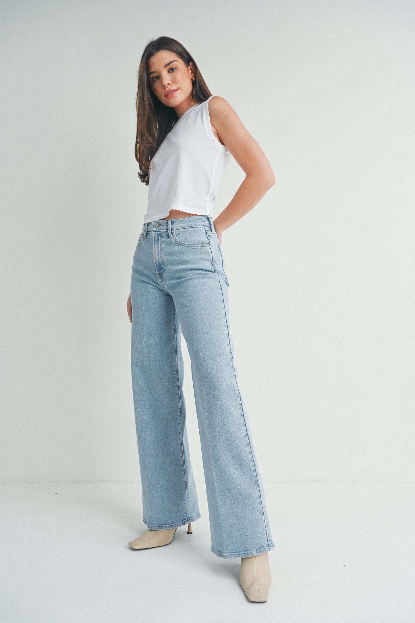 Just Black Denim Slim Palazzo Denim in Light Wash