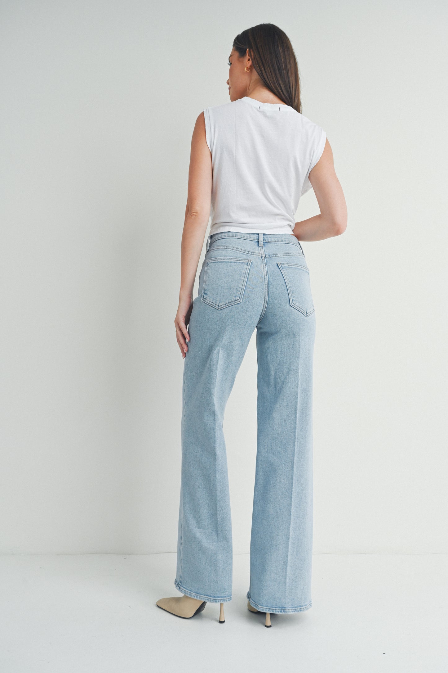 Just Black Denim Slim Palazzo Denim in Light Wash