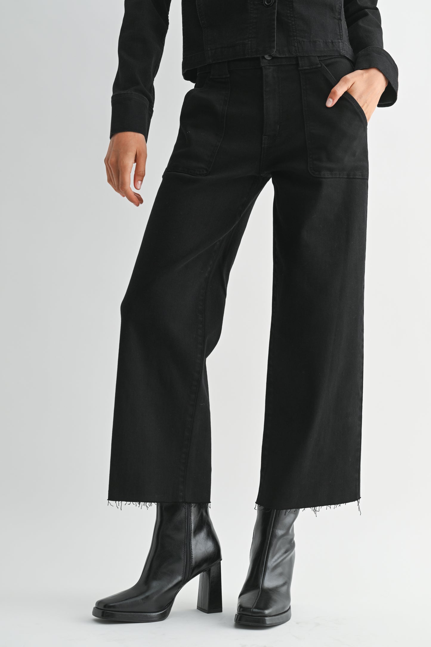 Just Black Denim Petite Palazzo Denim in Black