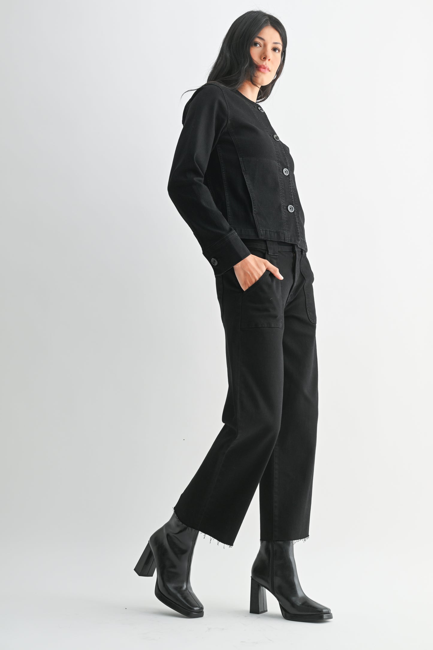 Just Black Denim Petite Palazzo Denim in Black
