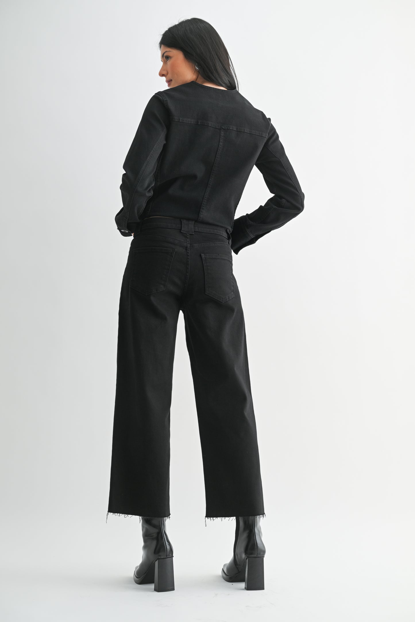 Just Black Denim Petite Palazzo Denim in Black