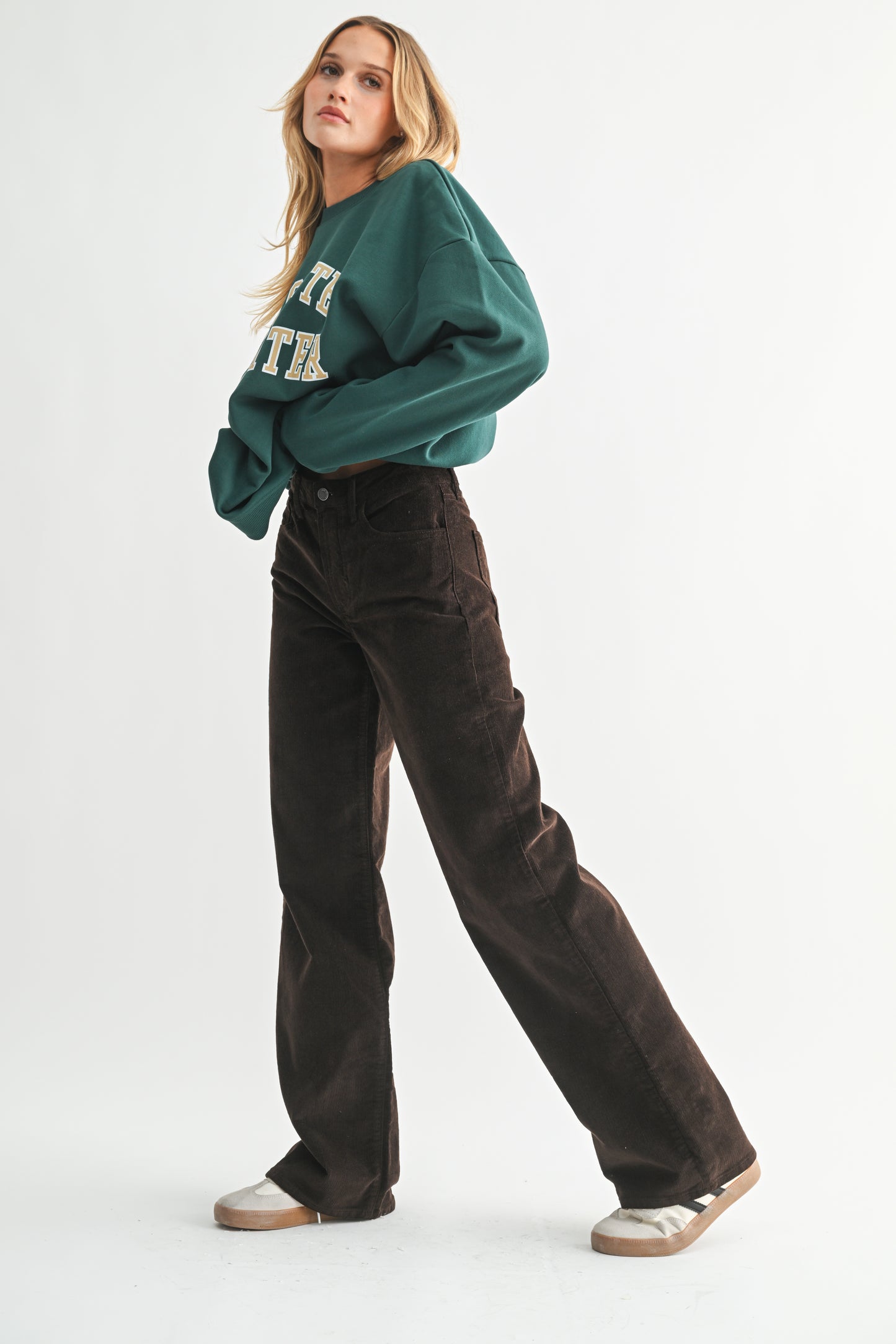 Just Black Denim Wide Leg Corduroy in Chocolate