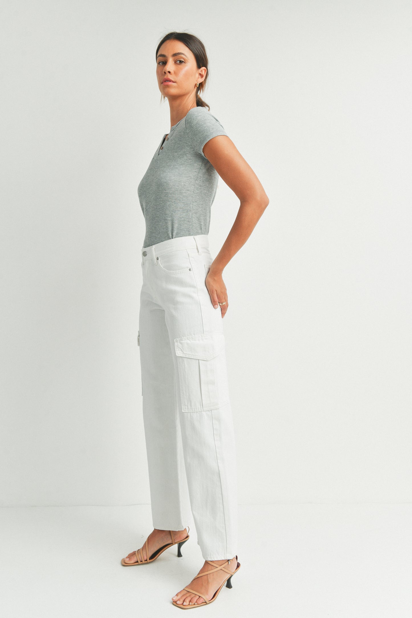 JBD Cargo Side Pocket Jean in White