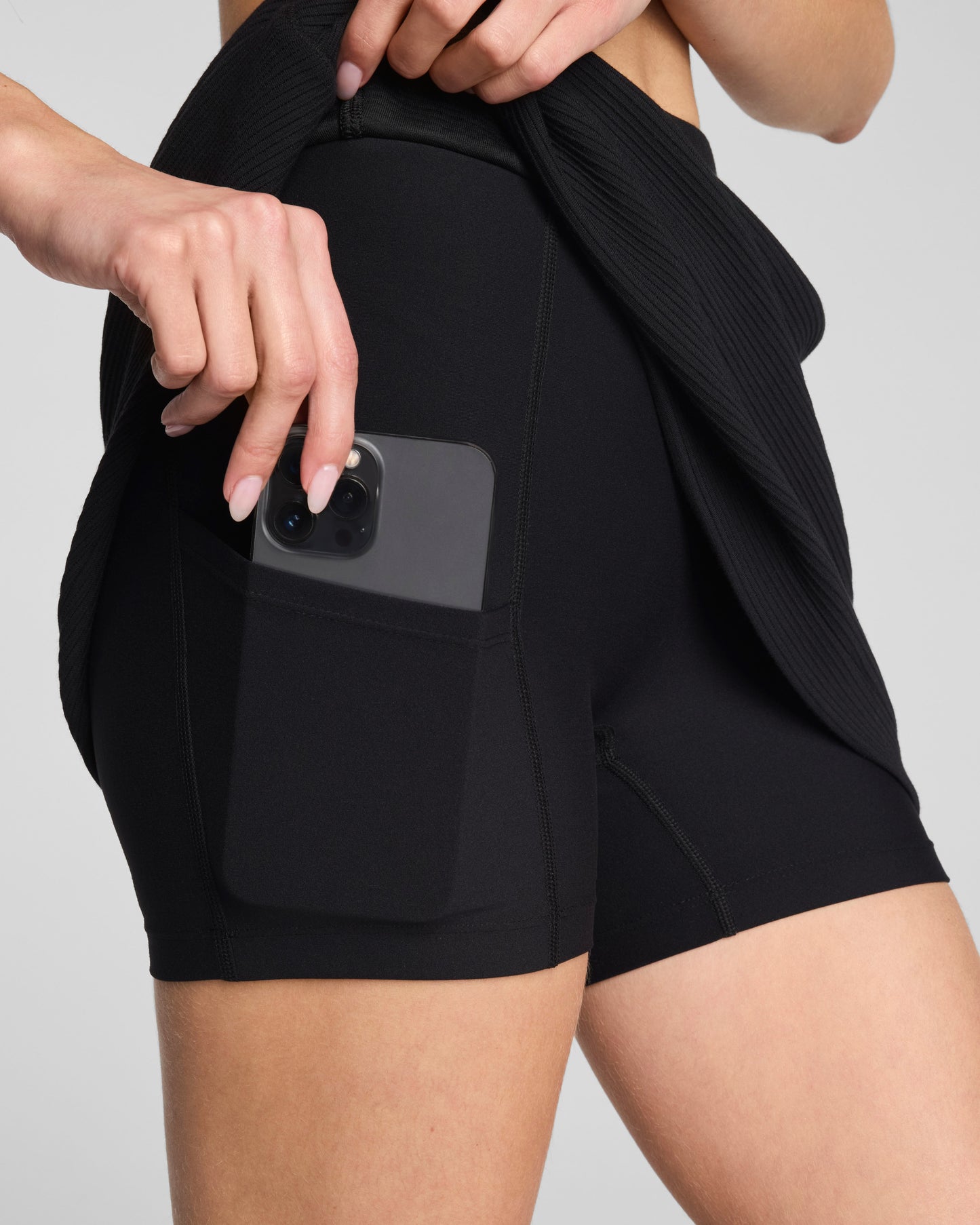 Spanx Air Essentials French Ribbed 15in. Skort in Black