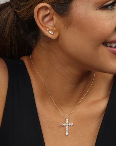 Melinda Maria Oh She Fancy Cross Pendant Necklace in Gold