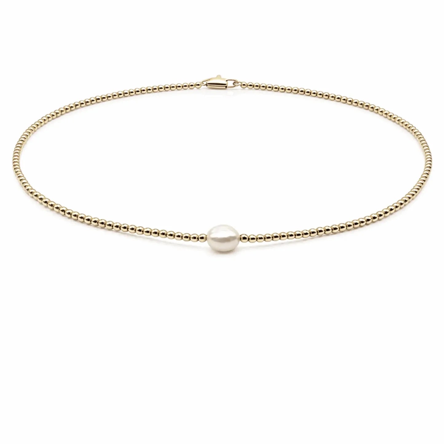 Erin Gray 2mm 14k Gold filled with Single Baroque Pearl Necklace