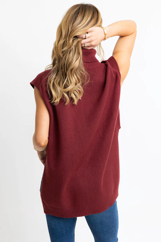 Karlie Funnel Neck Popover in Burgundy