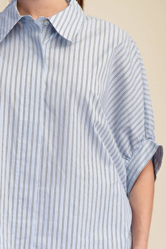 Striped Oversized Buttondown in Blue