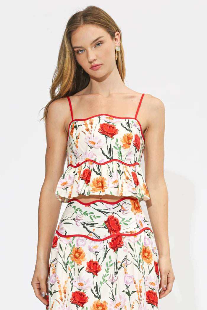 Adelyn Rae Ember Peplum Tank Top in Floral