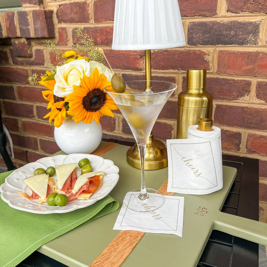 50/ct Rolled Cocktail Napkins in White Cheers