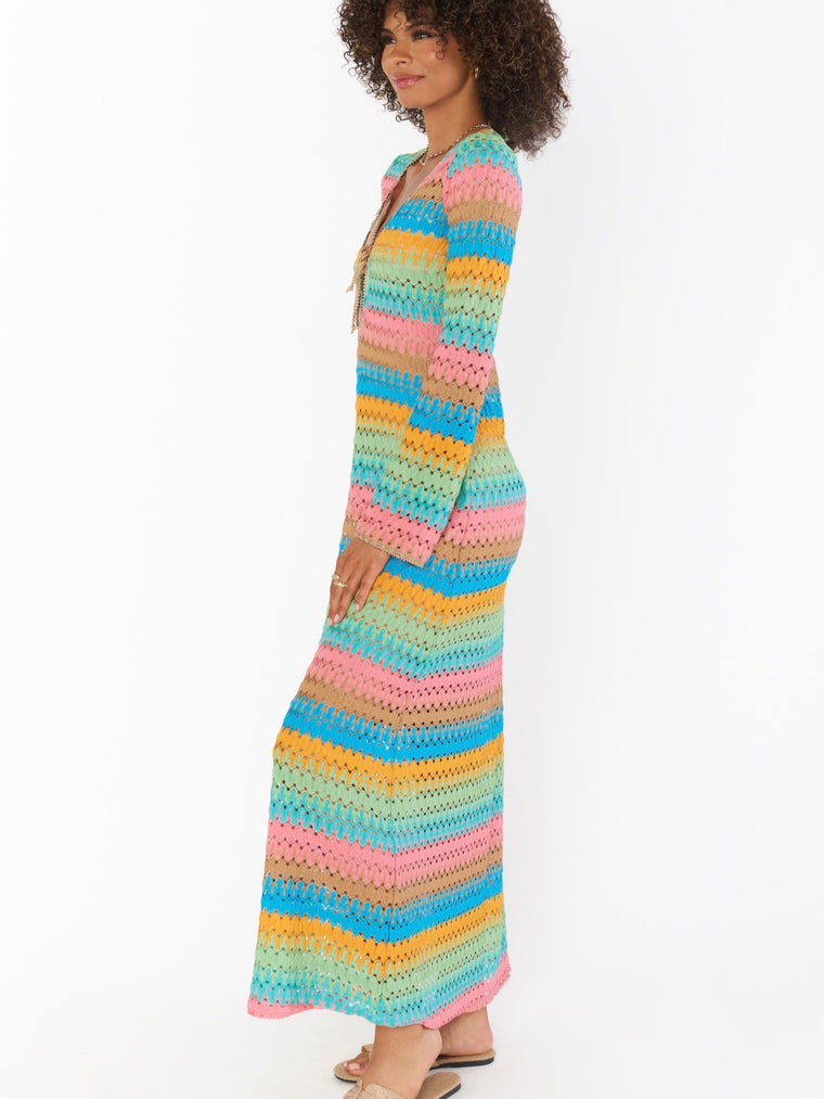 Show Me Your Mumu Vacay Cover Up in Crochet Multi Stripe