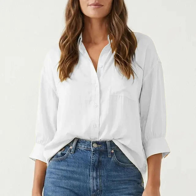 Silky Oversized Buttondown in White