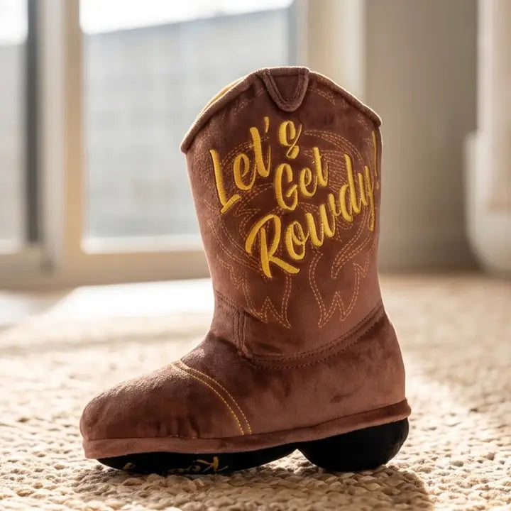 Cowboy Boot Dog Toy in Brown Let's Get Rowdy
