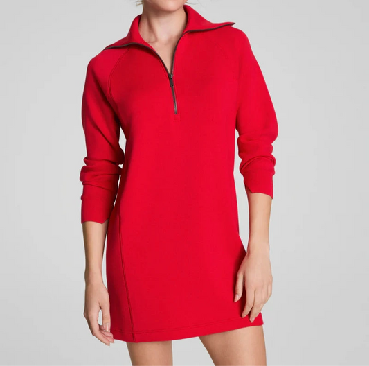 Spanx Air Essentials Half Zip Dress in Red