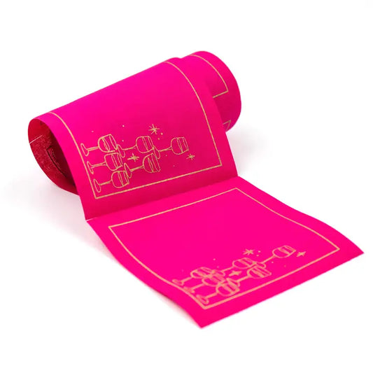 50/ct Rolled Cocktail Napkins in Hot Pink Champagne Tower
