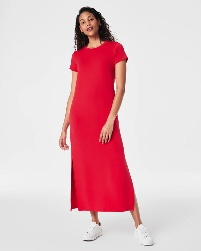 Spanx Air Essentials Maxi T-Shirt Dress in Red