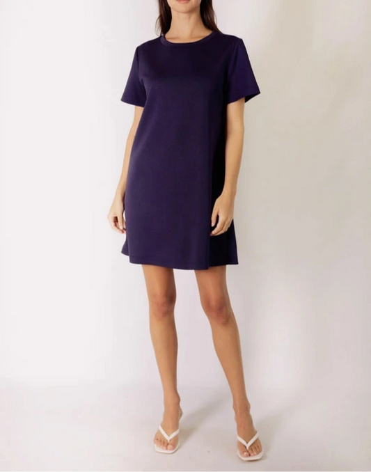 P.Cill Butter Modal Short Sleeve Dress in Navy