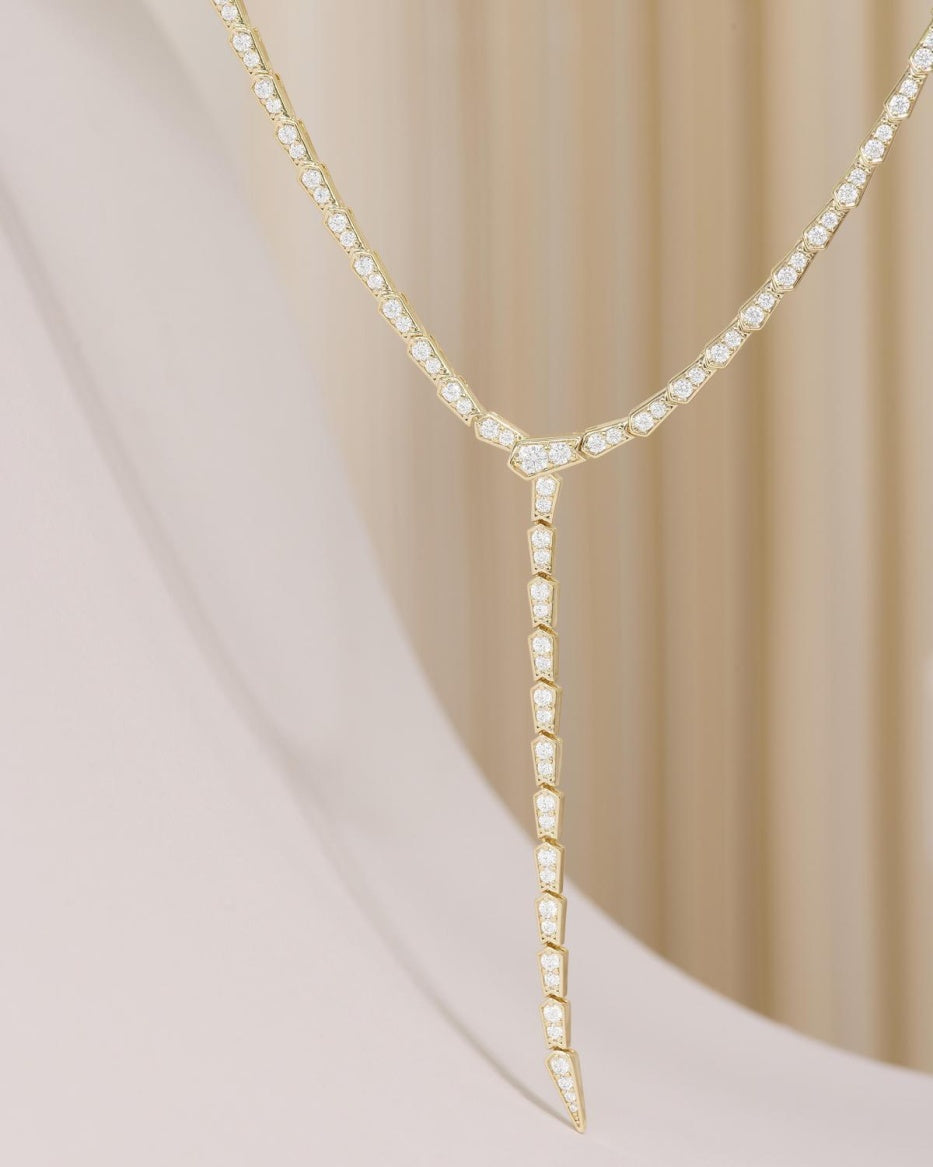 Melinda Maria Pave Serpent Lariat Necklace in Gold