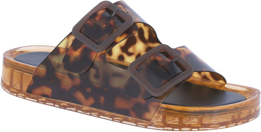 Jelly Double Buckle Sandal in Leopard