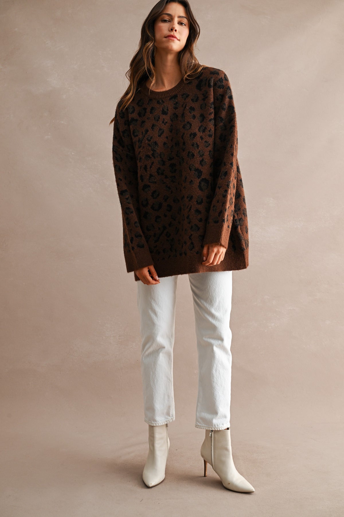 Oversized Leopard Sweater in Chocolate