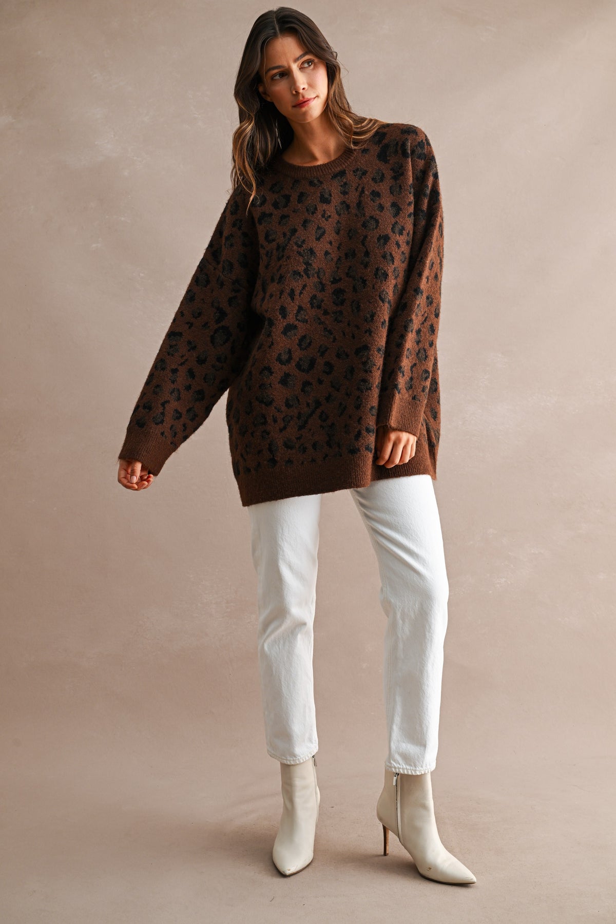 Oversized Leopard Sweater in Chocolate