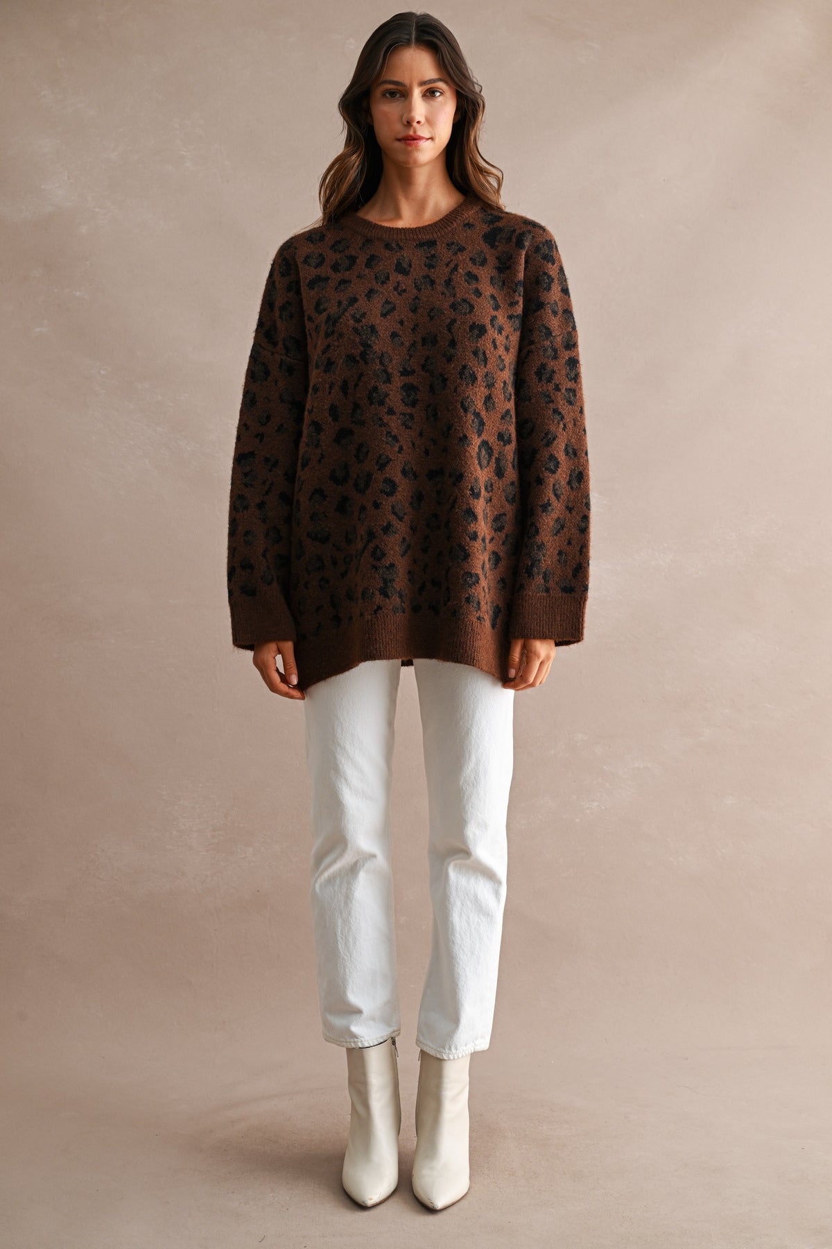 Oversized Leopard Sweater in Chocolate