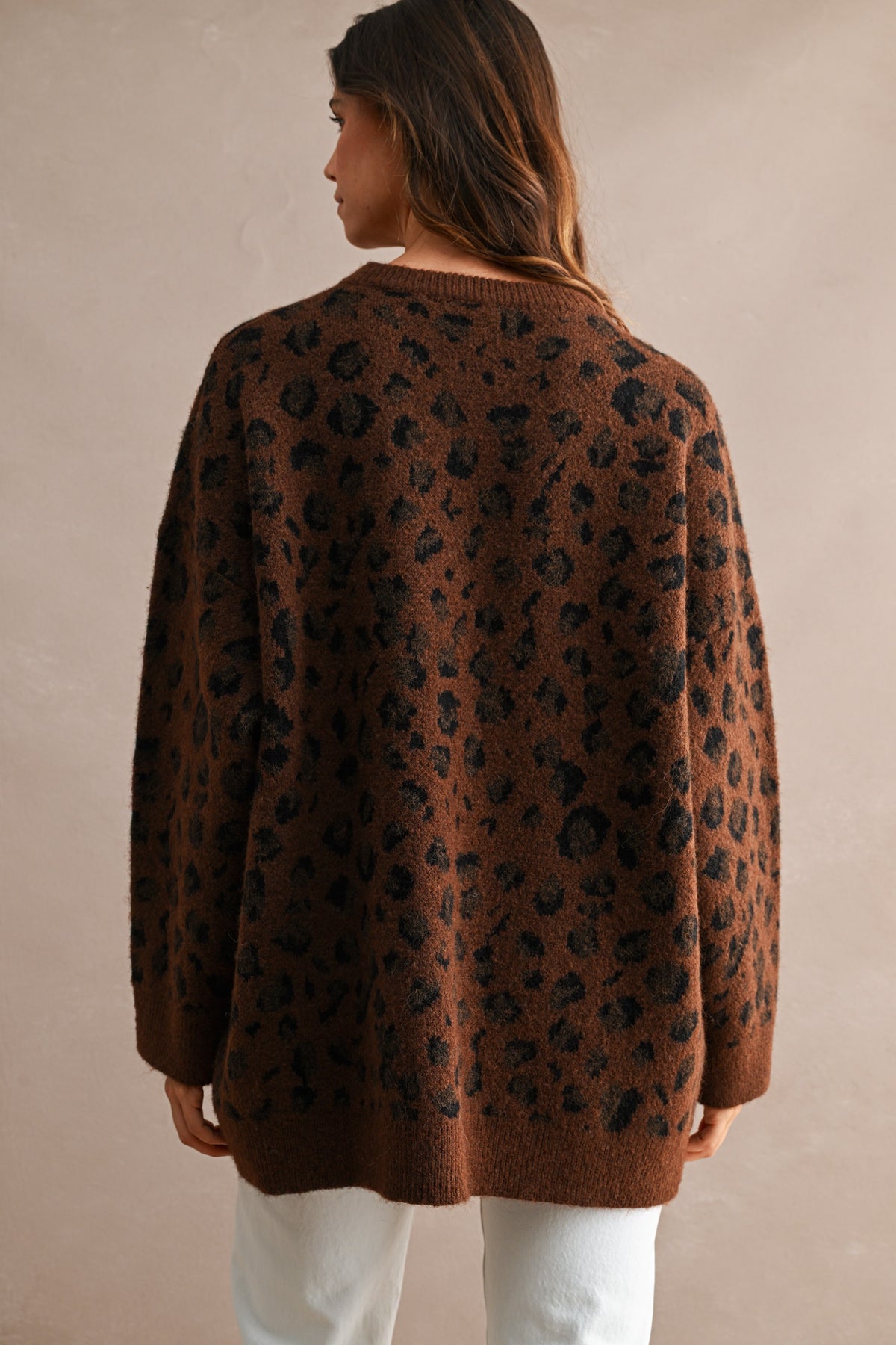 Oversized Leopard Sweater in Chocolate
