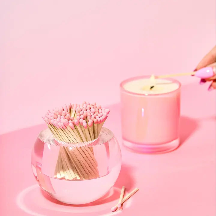 Acrylic Round Match Striker with Light Pink Matches