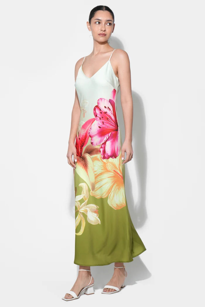 Adelyn Rae Ceclia Maxi Slip Dress in Lime Multi