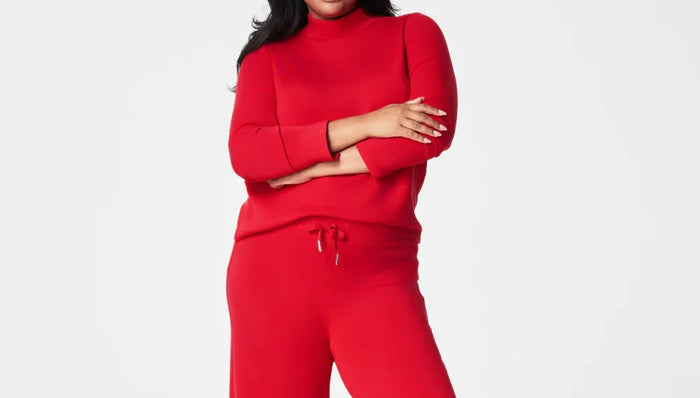 Spanx Air Essentials Mock Neck LS Top in Red