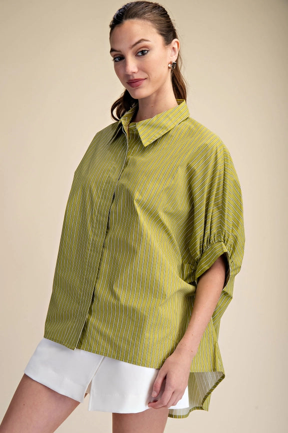 Kimono Sleeve Buttonfront Top in Olive