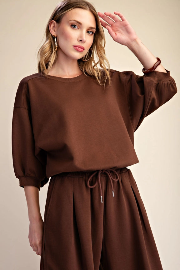 Sweatshirt Comfy Set in Chocolate