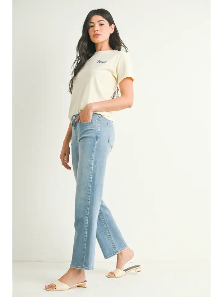 Just Black Denim Mid Rise Stretchy Straight Leg in Light Wash