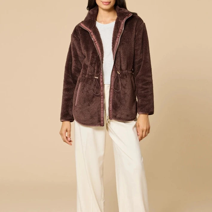 Softies Dreamplush Zip Front Tunic in Espresso