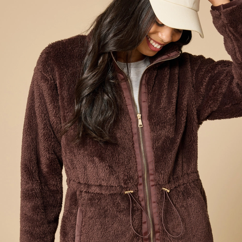 Softies Dreamplush Zip Front Tunic in Espresso