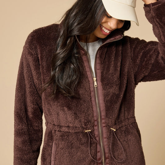 Softies Dreamplush Zip Front Tunic in Espresso