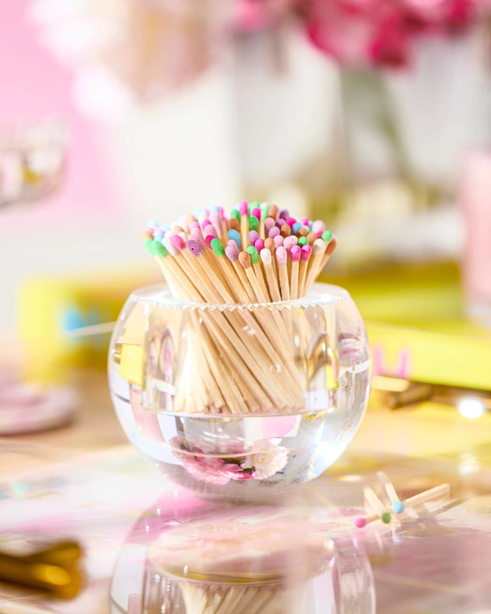 Acrylic Round Match Striker with Confetti Matches