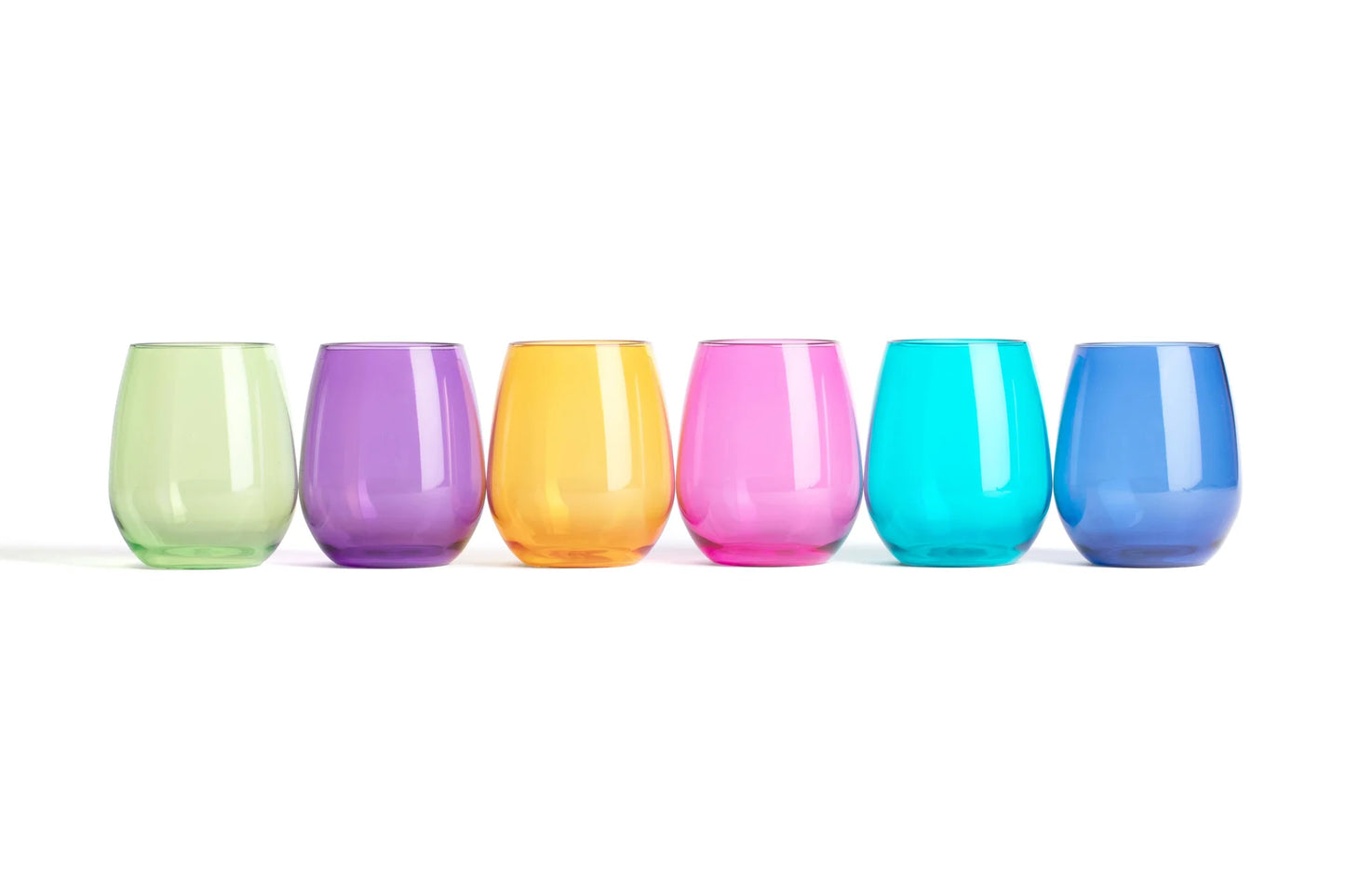 Acrylic Unbreakable Stemless Wine Glasses Set of 6 in Jewel