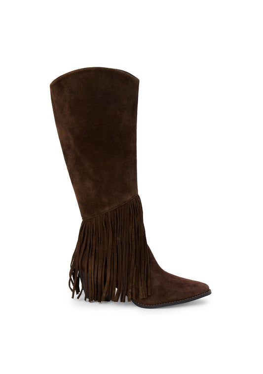 Matisse Footwear Tatum Fringe Boot in Chocolate Suede