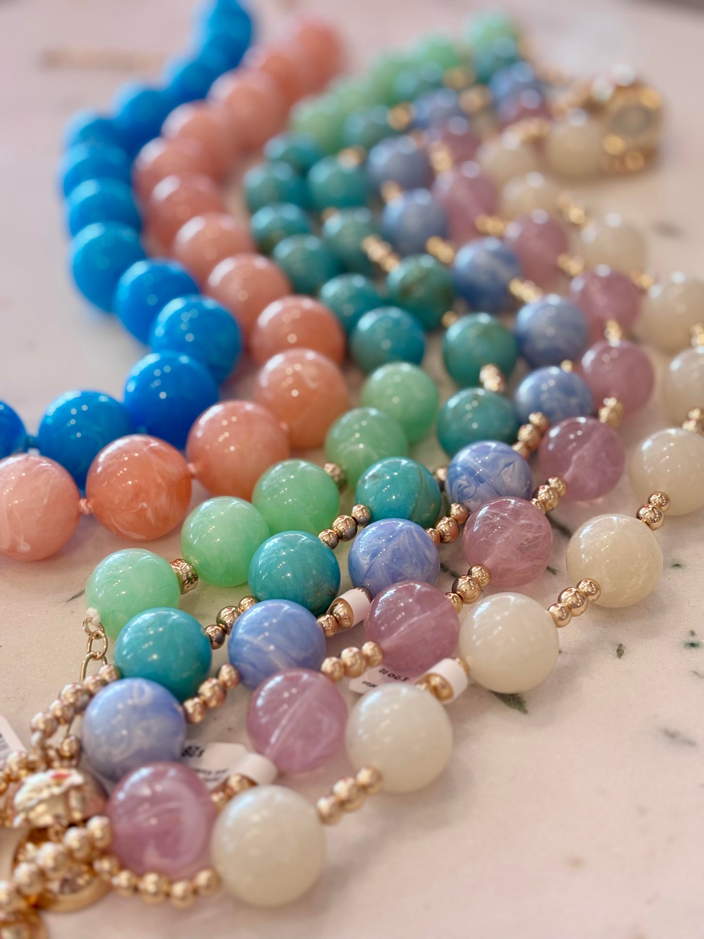 Medium Marble Ball Gold Bead Necklace