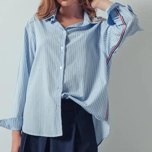 Side Striped Buttondown in Blue