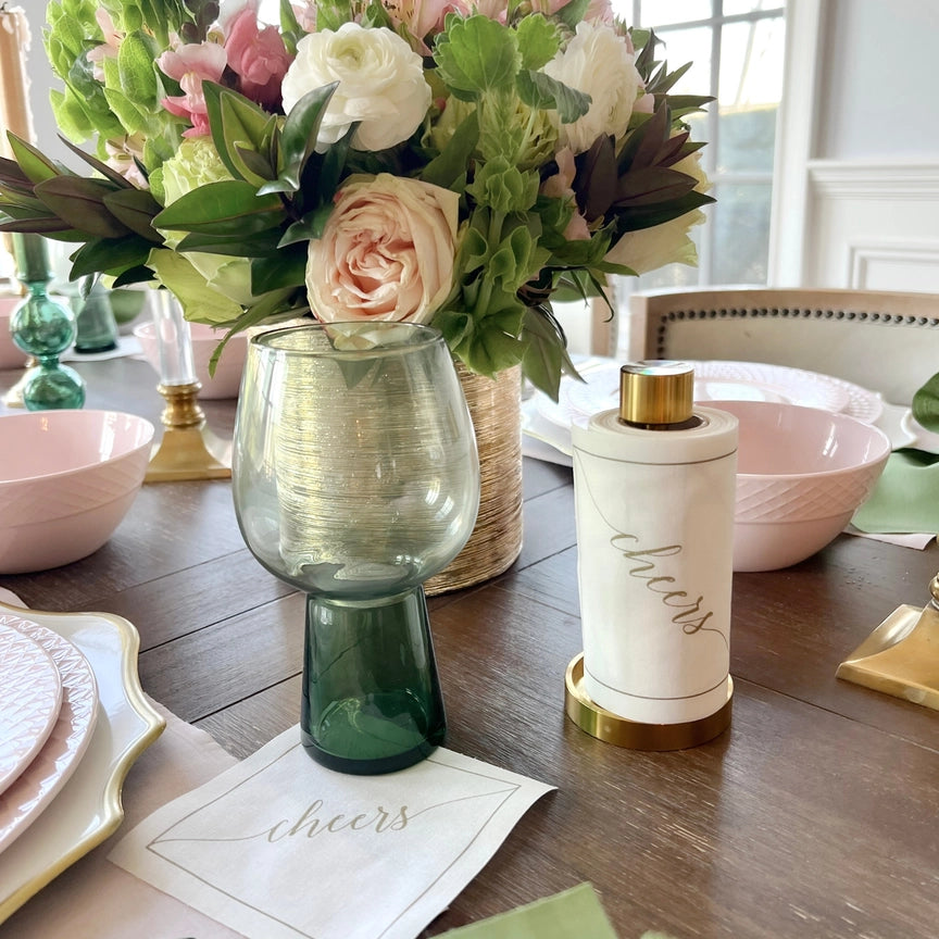 50/ct Rolled Cocktail Napkins in White Cheers